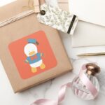 Donald Duck Pook A Looz Square Sticker