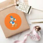 Donald Duck Running Classic Round Sticker