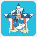 Donald Duck Salute With Patriotic Star Square Sticker