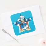 Donald Duck Salute With Patriotic Star Square Sticker