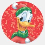 Donald Duck In Winter Clothes Classic Round Sticker