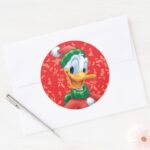 Donald Duck In Winter Clothes Classic Round Sticker