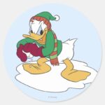 Donald Throwing A Snowball Classic Round Sticker