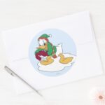 Donald Throwing A Snowball Classic Round Sticker