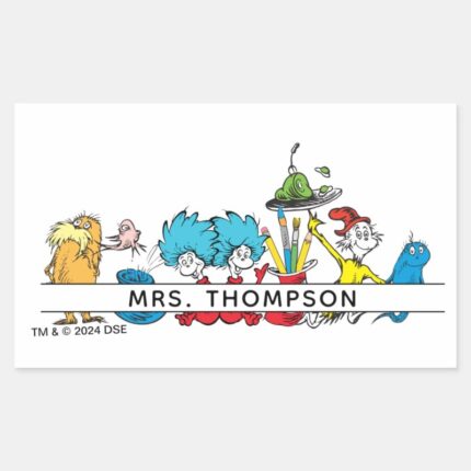 Dr. Seuss Characters Teacher Name Rectangular Sticker