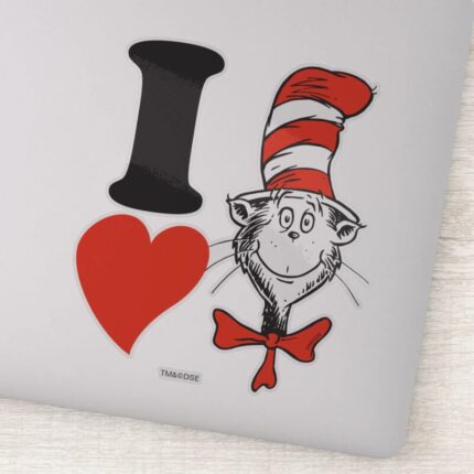 Dr. Seuss Valentine I Heart Cat In The Hat Sticker