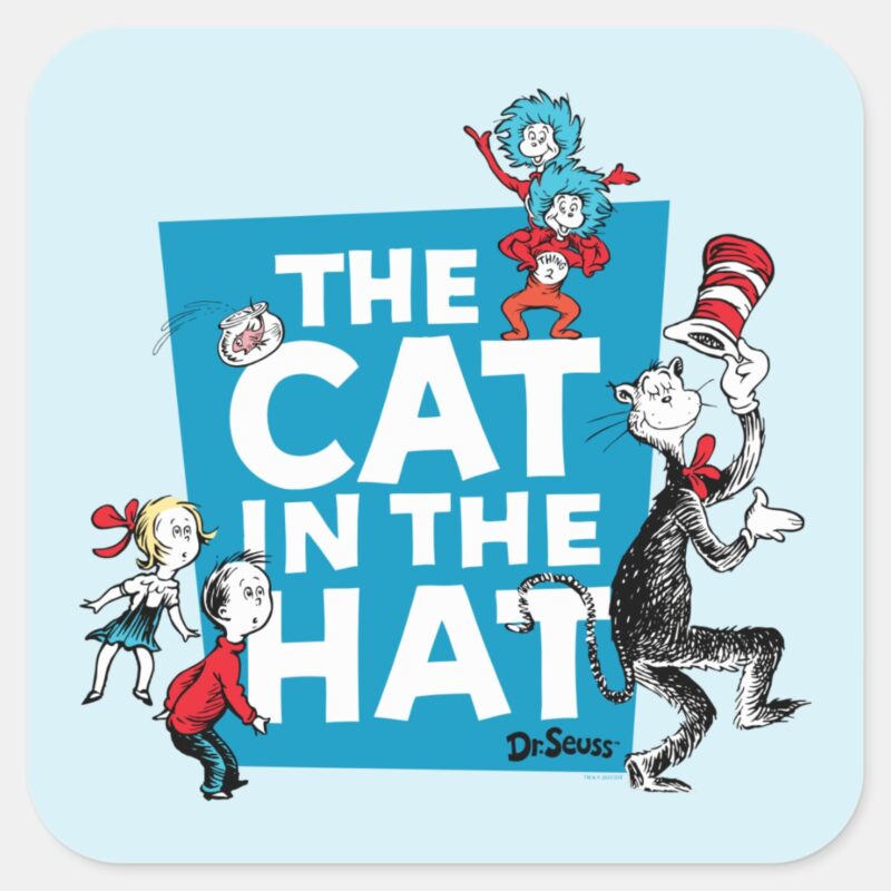 Dr. Seuss Cat In The Hat Logo Characters Square Sticker