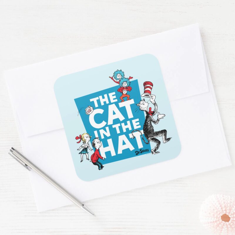 Dr. Seuss Cat In The Hat Logo Characters Square Sticker