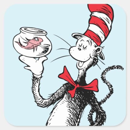 Dr. Seuss Cat In The Hat Krinklebine Square Sticker