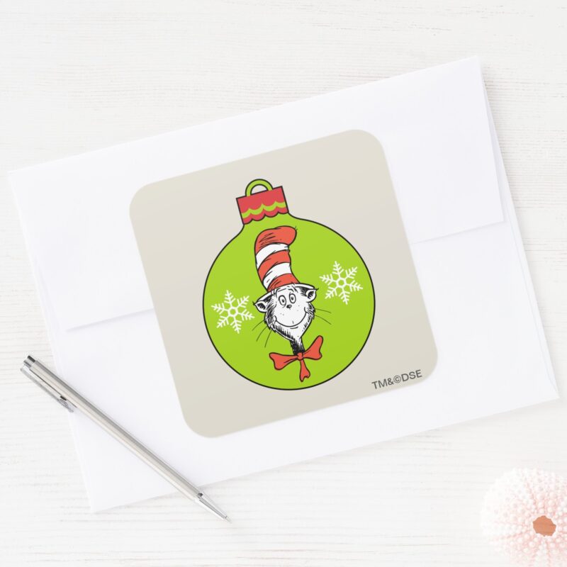 Dr. Seuss Grinch Cat In The Hat Ornament Square Sticker
