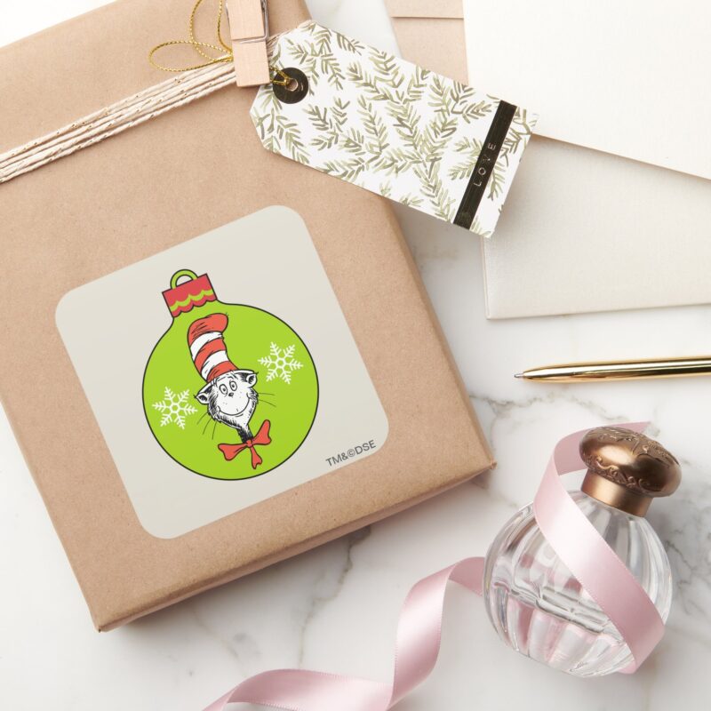 Dr. Seuss Grinch Cat In The Hat Ornament Square Sticker