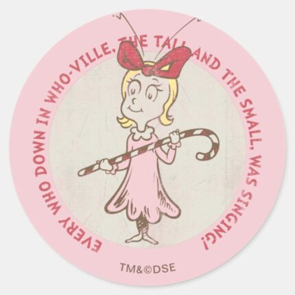 Dr. Seuss Grinch Cindy Lou Who Cute Quot Classic Round Sticker