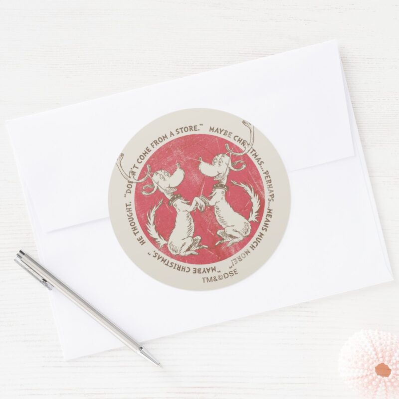Dr. Seuss Grinch Max Christmas Quote Classic Round Sticker