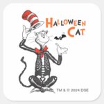 Dr. Seuss Halloween Cat In The Hat Square Sticker