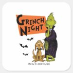 Dr. Seuss Hallowen Grinch Night Graphic Square Sticker