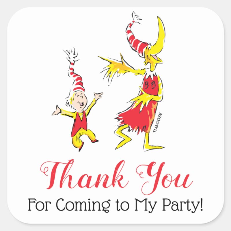 Dr. Seuss Happy Birthday To You Thank You Square Sticker