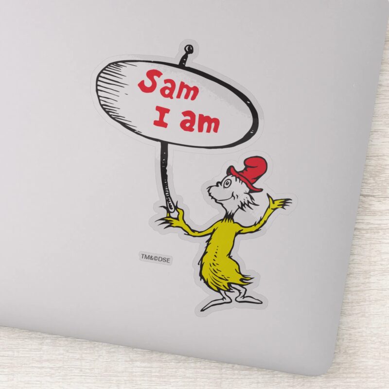 Dr. Seuss Sam I Am Holding Sign Sticker Dr. Seuss Sam I Am Holding Sign Sticker