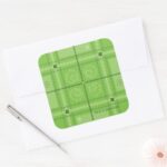 Dr. Seuss St. Patricks Day Plaid Pattern Square Sticker