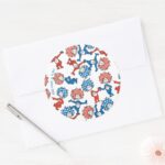 Dr. Seuss Thing One Thing Two US Flag Pattern Classic Round Sticker