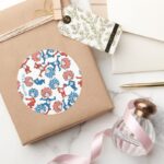 Dr. Seuss Thing One Thing Two US Flag Pattern Classic Round Sticker