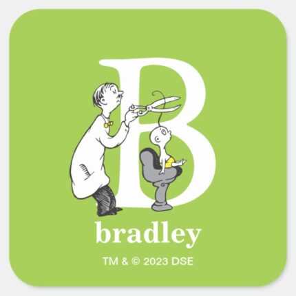 Dr. Seusss ABC Letter B White Add Your Name Square Sticker
