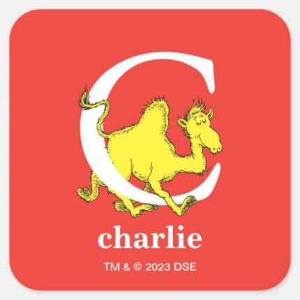 Dr. Seusss ABC Letter C White Add Your Name Square Sticker