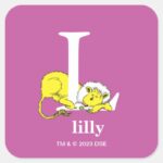 Dr. Seusss ABC Letter L White Add Your Name Square Sticker