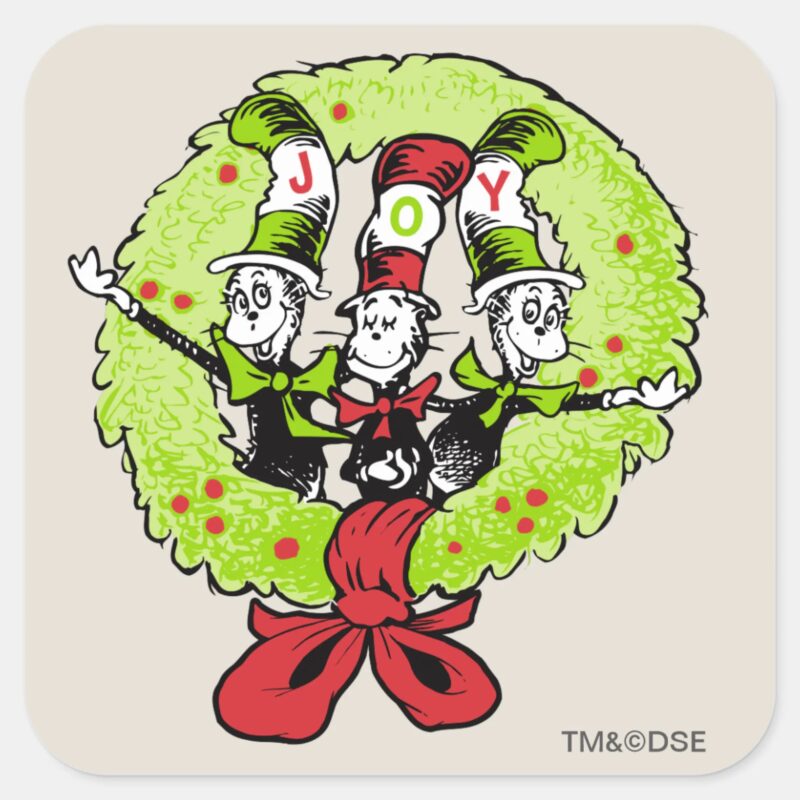 Dr Seuss Grinch Who Ville Christmas Joy Square Sticker Dr Seuss Grinch Who Ville Christmas Joy Square Sticker