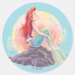 Dreamy Ariel On The Rocks Classic Round Sticker