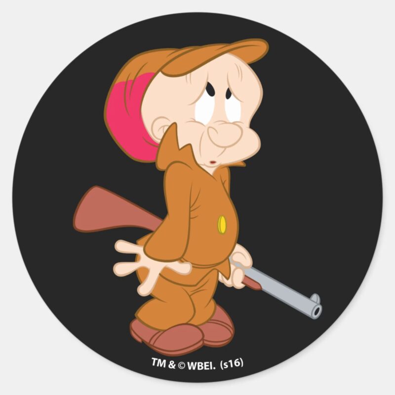 ELMER FUDD™ Scared Pose Classic Round Sticker ELMER FUDD™ Scared Pose Classic Round Sticker