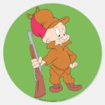 ELMER FUDD™ With Gun Classic Round Sticker