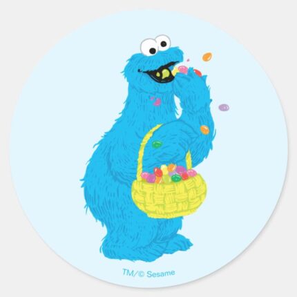 Easter Cookie Monster Classic Round Sticker