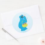 Easter Cookie Monster Classic Round Sticker
