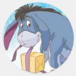 Eeyore Wrapping Gift Classic Round Sticker