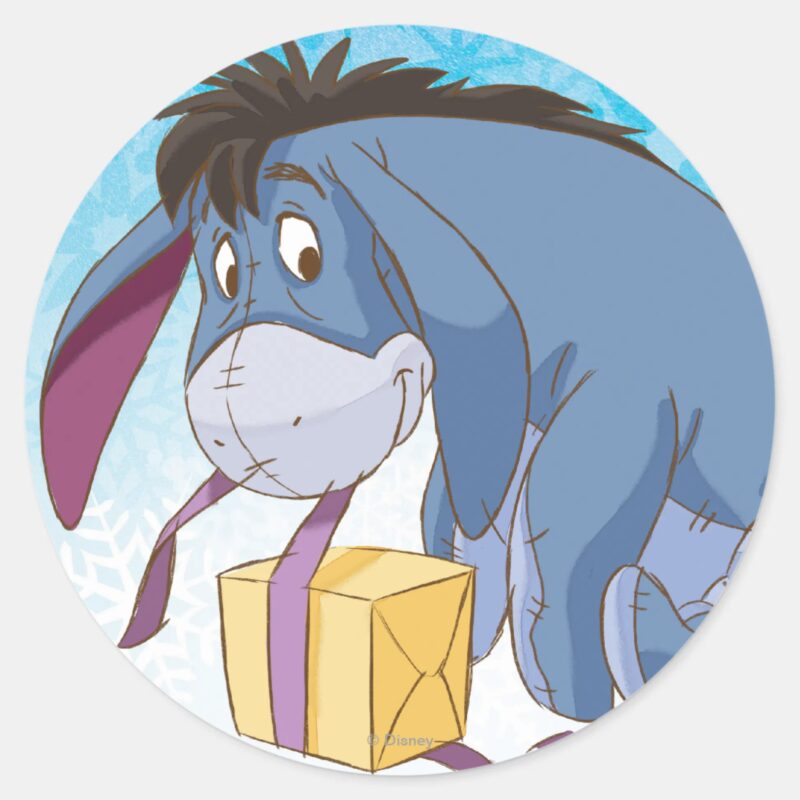Eeyore Wrapping Gift Classic Round Sticker