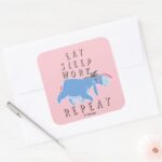 Eeyore Eat Sleep Work Repeat Square Sticker