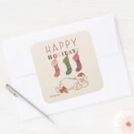 Eeyore Happy Holidays Square Sticker
