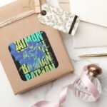 Electric Up Batman Running Through Typography Square Sticker