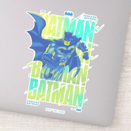 Electric Up Batman Running Through Typography Sticker