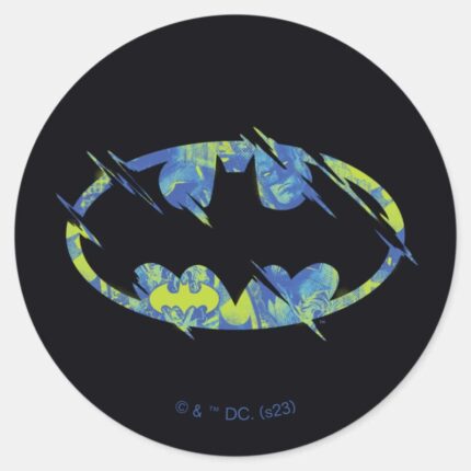 Electric Up Batman Symbol Classic Round Sticker