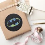 Electric Up Batman Symbol Classic Round Sticker