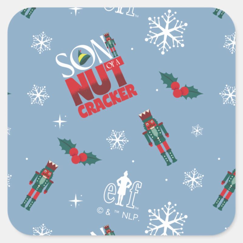 Elf Son Of A Nutcracker Winter Pattern Square Sticker Elf Son Of A Nutcracker Winter Pattern Square Sticker