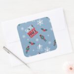 Elf Son Of A Nutcracker Winter Pattern Square Sticker