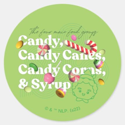 Elf The Movie The Four Main Food Groups Classic Round Sticker