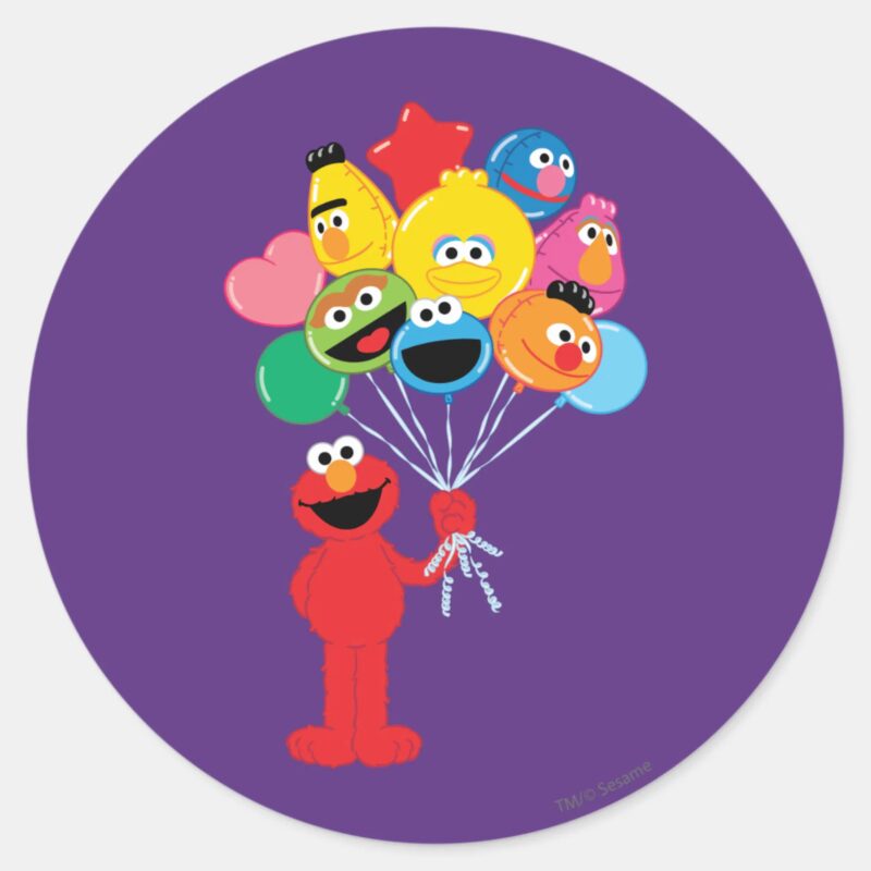 Elmo Balloons Classic Round Sticker Elmo Balloons Classic Round Sticker