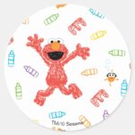 Elmo Crayon Pattern Classic Round Sticker