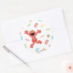 Elmo Crayon Pattern Classic Round Sticker
