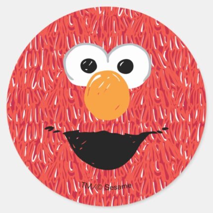 Elmo Fur Face Pattern Classic Round Sticker