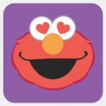Elmo Smiling Face With Heart Shaped Eyes Square Sticker