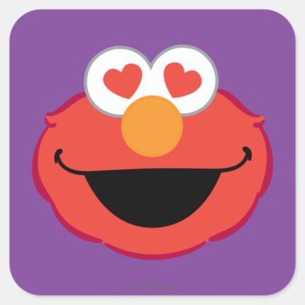 Elmo Smiling Face With Heart Shaped Eyes Square Sticker